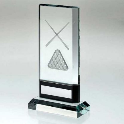 Picture of Clear|black Glass Plaque With Lasered Pool|snooker Image (15mm Thick) - 8.25in