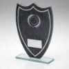 Picture of Stone Effect Glass Shield With White Wreath And Lines (1in Centre) - 7.25in