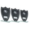 Picture of Stone Effect Glass Shield With White Wreath And Lines (1in Centre) - 7.25in