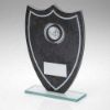 Picture of Stone Effect Glass Shield With White Wreath And Lines (1in Centre) - 7.25in