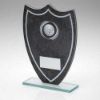 Picture of Stone Effect Glass Shield With White Wreath And Lines (1in Centre) - 7.25in