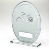 Picture of White|silver Printed Glass Oval With Wreath Design (1in Centre) - 7.25in