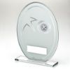 Picture of White|silver Printed Glass Oval With Wreath Design (1in Centre) - 7.25in