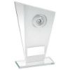 Picture of White|silver Printed Glass Plaque With Wreath - (2in Centre) 8in