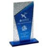 Picture of Blue Glass Plaque And Base With Clear Frosted Backdrop - 9in
