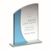 Picture of Jade|blue Glass Rectangle Plaque With Curved Top (4mm Thick) - 5.25in