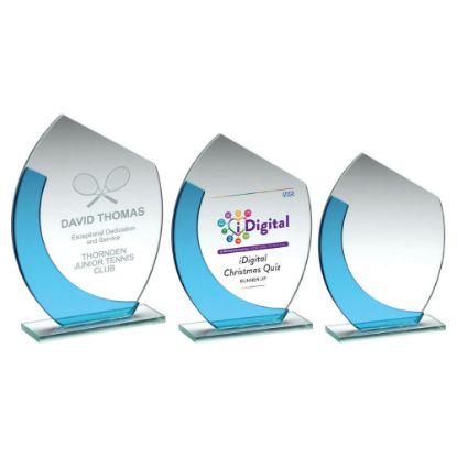 Picture of Jade~blue Glass Oval Plaque With Angled Top