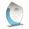 Picture of Jade|blue Glass Oval Plaque With Angled Top   (4mm Thick) - 7in