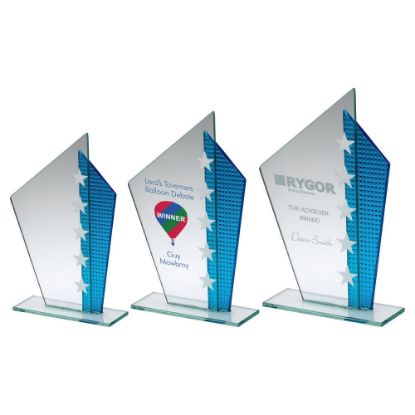 Picture of Jade Glass Plaque With Blue Shard & Silver Stars (4mm Thick)