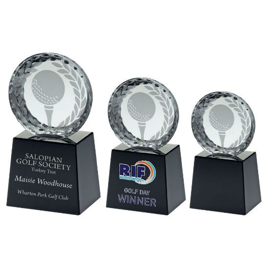 Trophy Distributors - Clear Glass Golf Circle With Image On Black ...