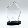 Picture of Clear Glass Offset Diamond Plaque On Black Base (15mm Thick) - 7in