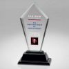 Picture of Clear Glass Tall Arrow Plaque On Black Base  (12mm Thick) - 16in
