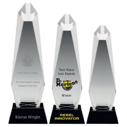 Picture of Clear Glass Hexagonal Column On Black Base