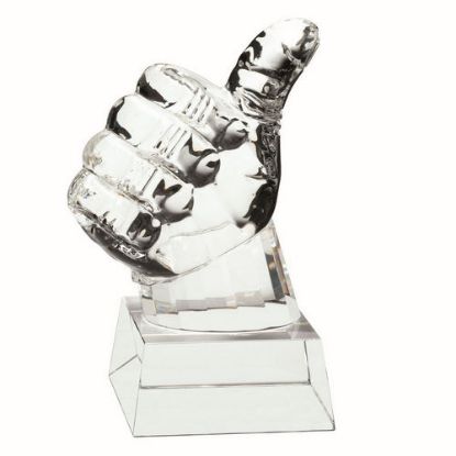 Picture of Clear Glass Thumbs Up On Base