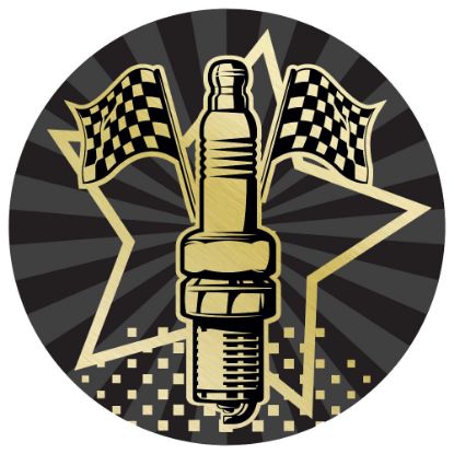 Picture of Motor Sport Gold~black Printed Centre 50mm