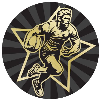 Picture of Rugby Male Gold~black Printed Centre 50mm