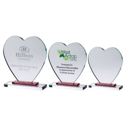 Picture of Clear Glass Heart With Red Stepped Base (10mm Thick)