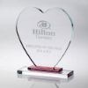 Picture of Clear Glass Heart With Red Stepped Base (10mm Thick) - 8in