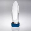 Picture of Clear Glass Round Column On Blue Metal Base  (70mm Diameter) - 8.5in