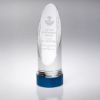 Picture of Clear Glass Round Column On Blue Metal Base  (70mm Diameter) - 8.5in