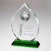 Picture of Clear Glass Diamond With Golf Ball On Green Base (15mm Thick) - 8in