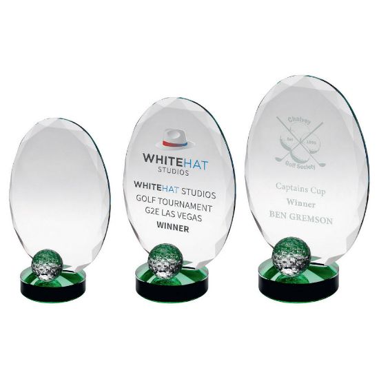 Trophy Distributors - Clear Glass Oval And Golf Ball With Green ...