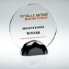 Picture of Clear Glass Round Plaque (10mm Thick) In Gun Metal Base - 6.5in
