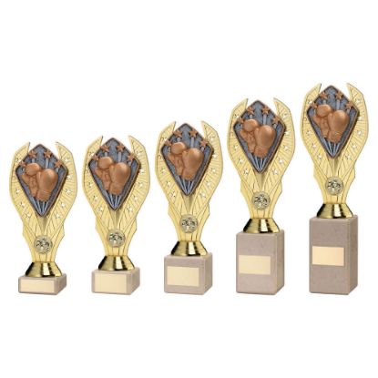 Picture of Gold Plastic Holder + Boxing Disc On Cream Marble Trophy (1in Cen)