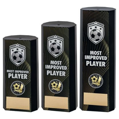 Picture of Black Plastic Filled Column Football Most Improved Player (1in Cen)