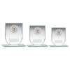 Picture of Jade Glass Shield Plaque With Silver Round Metal Trim Trophy (1in Cen) - 5.25in