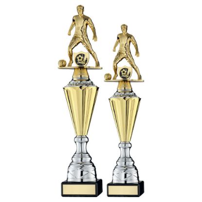 Picture of Gold Plastic Male Football Figure On Gold~silver Trophy (1in Cen)