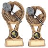 Picture of Brz|gold|pew Badminton Round Wreath On V Riser With Plate (1in Cen) - 6in