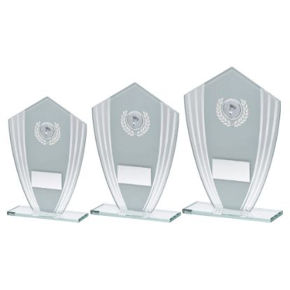 Picture of White~silver Glass Shield Plaque With Badminton Insert & Plate