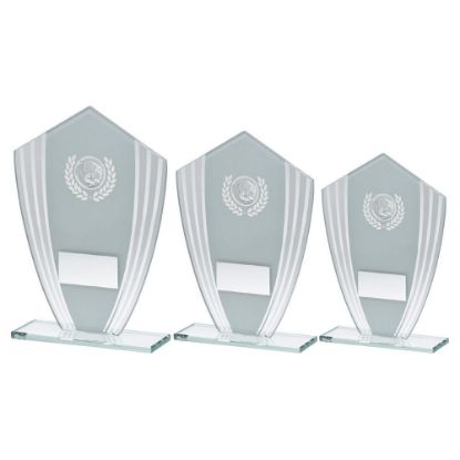 Picture of White~silver Glass Shield Plaque With Golf Insert & Plate