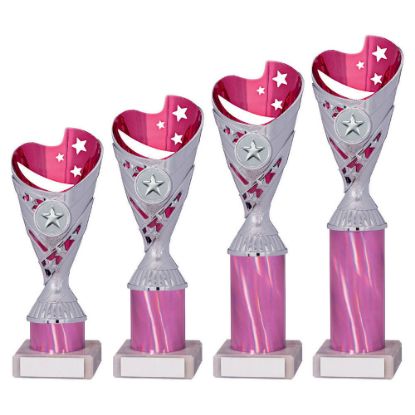 Picture of Pink|silver Plastic Sabre Cup Assembled On Marble (1in Cen) - 10in