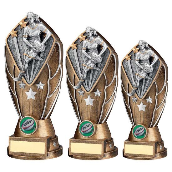 Trophy Distributors - Bz|silv Diamond Column + Female Rugby Disc ...