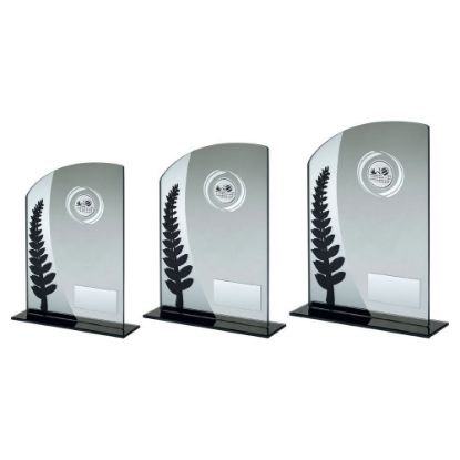 Picture of Jade Glass Plaque With Blk~silver Detail & Volleyball Insert And Plate