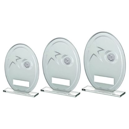 Picture of White~silver Printed Glass Oval With Pool~snooker Insert And Plate