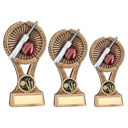 Picture of Brz~gold~pew Cricket Round Wreath On V Riser With Plate (1in Cen)