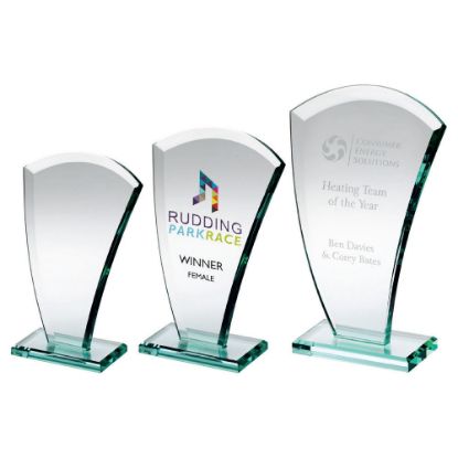 Picture of Jade Glass Curved V Plaque (10mm Thick) - 7.25in