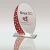 Picture of Jade Glass Oval Plaque With Red|silver Star Design (4mm Thick) - 7.25in
