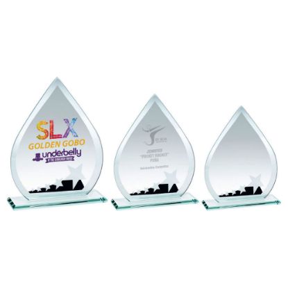 Picture of Jade Glass Teardrop With Silver|black Star Design (4mm Thick) - 6.5in