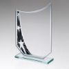 Picture of Jade Glass Curved Plaque With Black|silver Star Design (4mm Thick) - 6.5in
