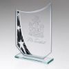 Picture of Jade Glass Curved Plaque With Black|silver Star Design (4mm Thick) - 6.5in