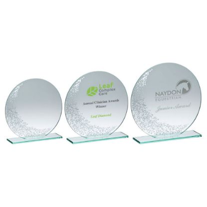 Picture of Jade Glass Round Plaque With Silv Detail (4mm Thick) - 7in