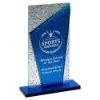 Picture of Blue Glass Plaque And Base With Clear Frosted Backdrop - 9.75in