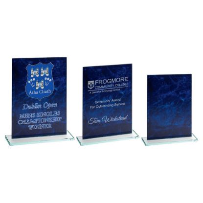 Picture of Blue Marble Backed Jade Glass Rectangle (4mm Thick) - 7.25in