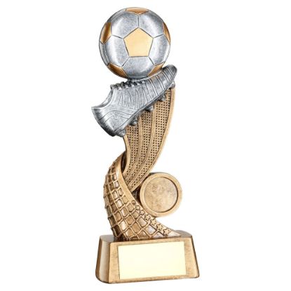 Picture of Brz|gold|pew Football + Boot On Swoosh Net (1in Centre) - 5.75in