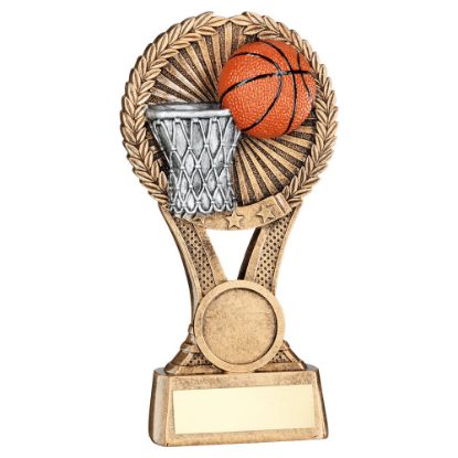 Picture of Brz|gold|pew Basketball Round Wreath On V Riser (1in Cen) - 5in