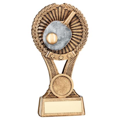 Picture of Brz|gold|pew Table Tennis Round Wreath On V Riser (1in Cen) - 6in